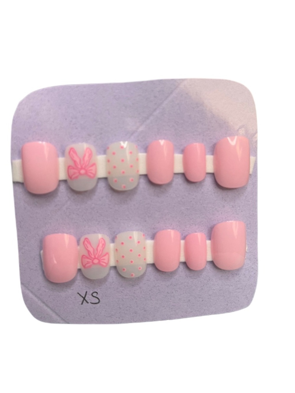 Pink Press-On Nails with Polka Dot Accents (5 for $20 U pick)